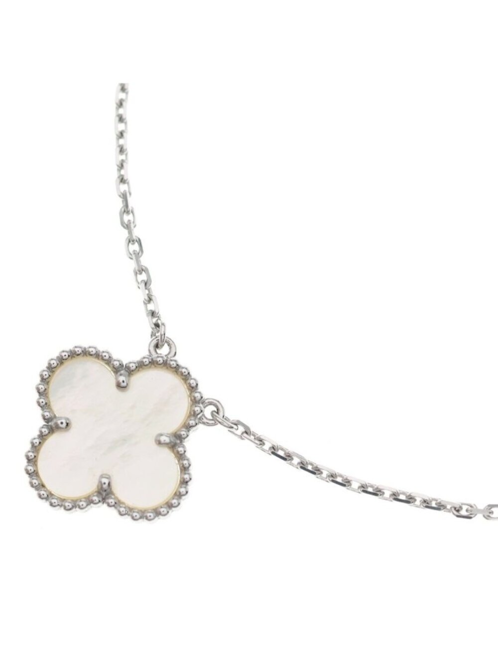 Van Cleef & Arpels Vintage Alhambra Mother of Pearl Necklace 18k White Gold